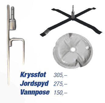 Husk også å spesifisere hva slags fot/føtter du ønsker til flaggbanner