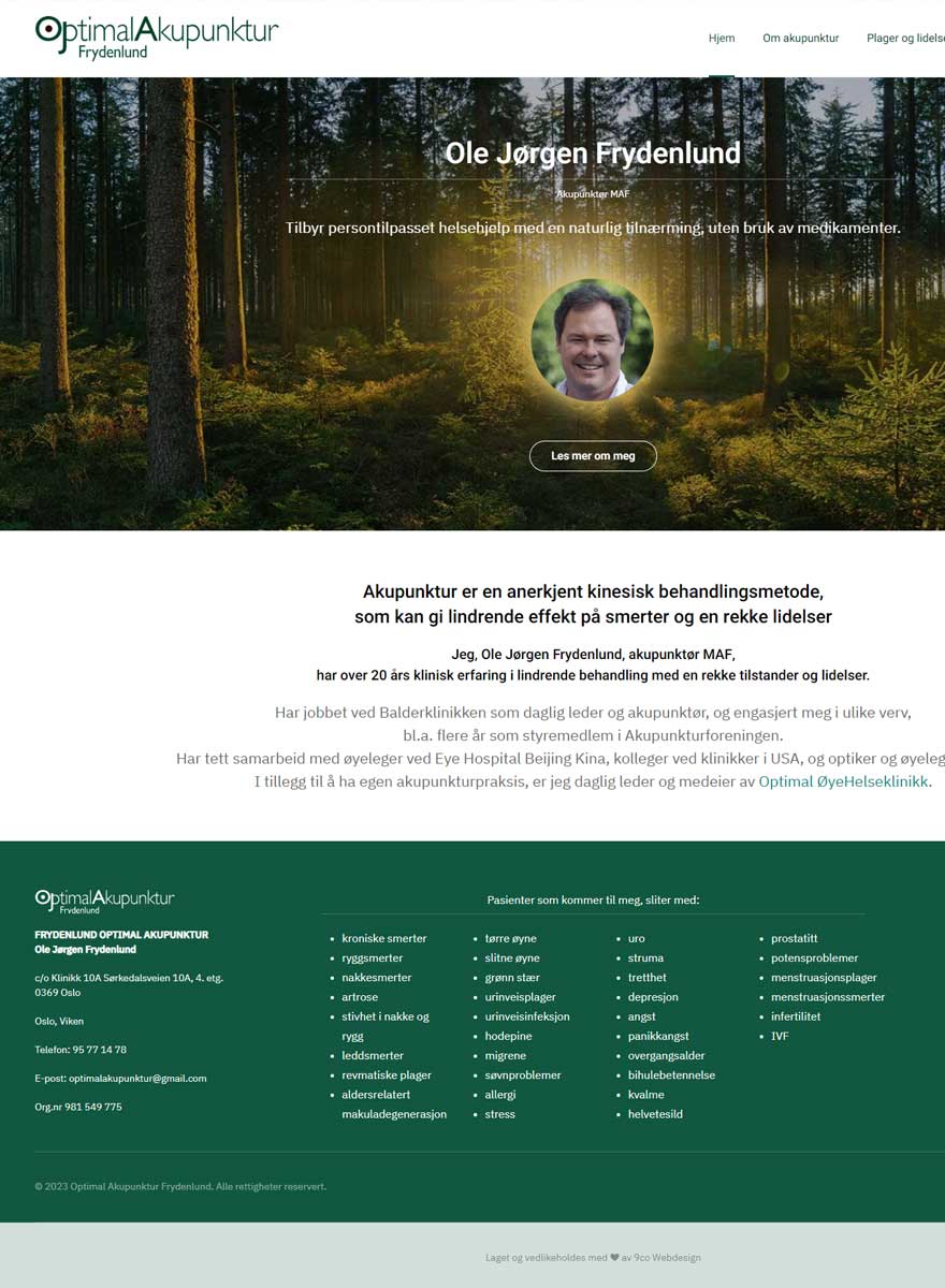 Hjemmeside utviklet for Ole Jørgen Frydenlund