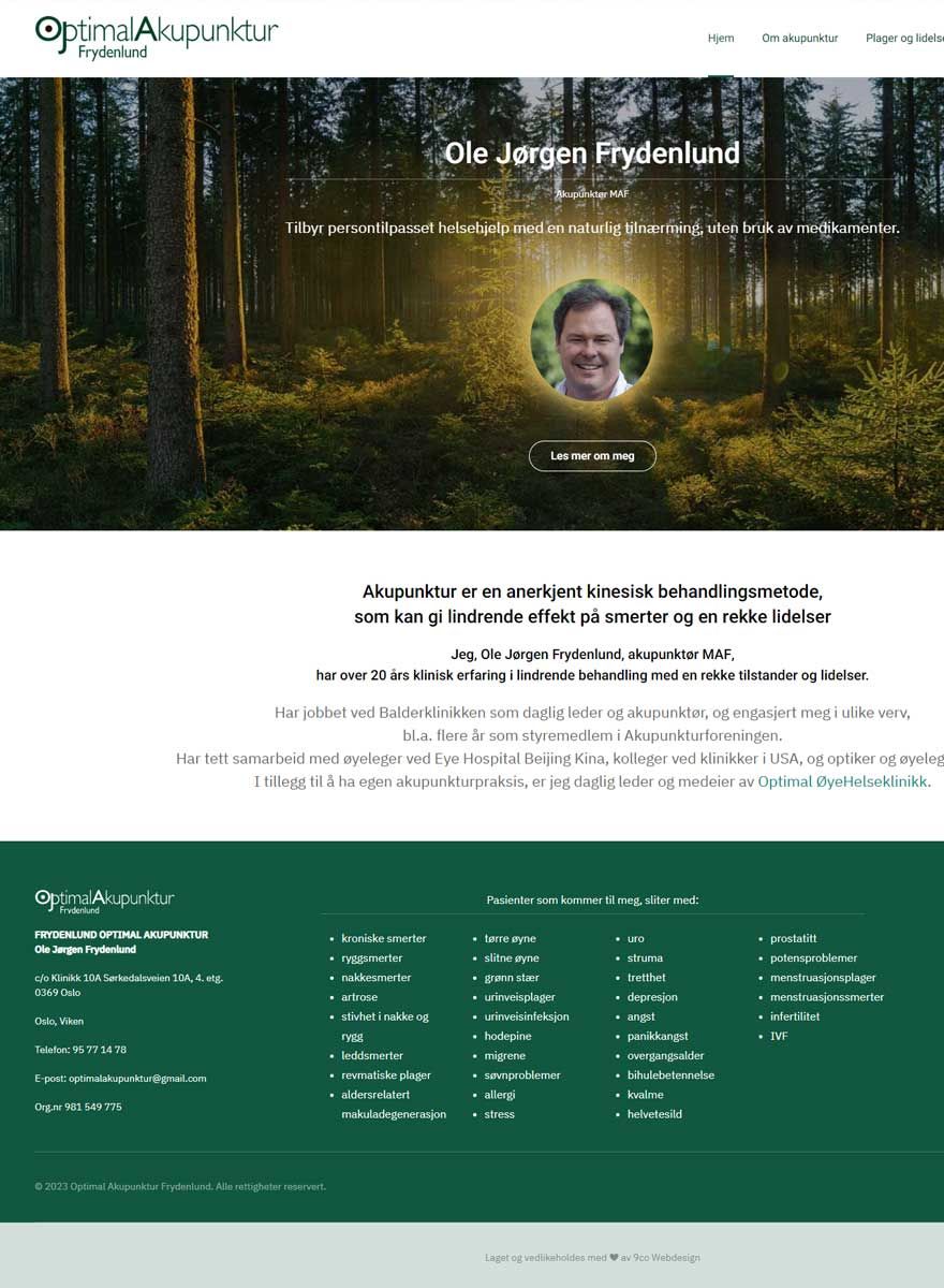 Hjemmeside utviklet for Ole Jørgen Frydenlund